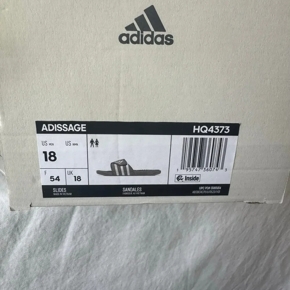 NIB Adidas Adissage Post Workout Massage Slides Men's Size 18 Gray Adjustable‎